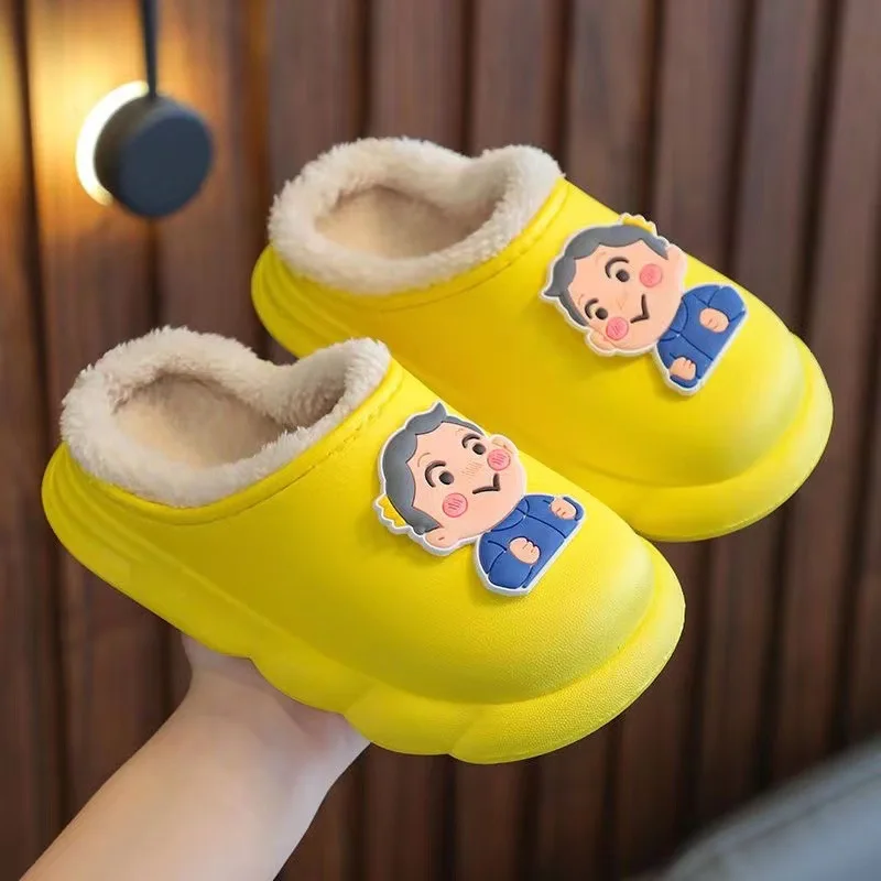 autumn and winter indoor and outdoor non-slip baby plush shoes soft bottom warm cotton slippers