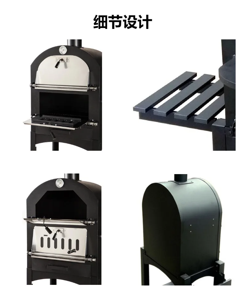 Custom Portable Pizza Oven Wood Fire Pizza Maker Oven Portable Trailer With Stainless Steel Doors For Garden