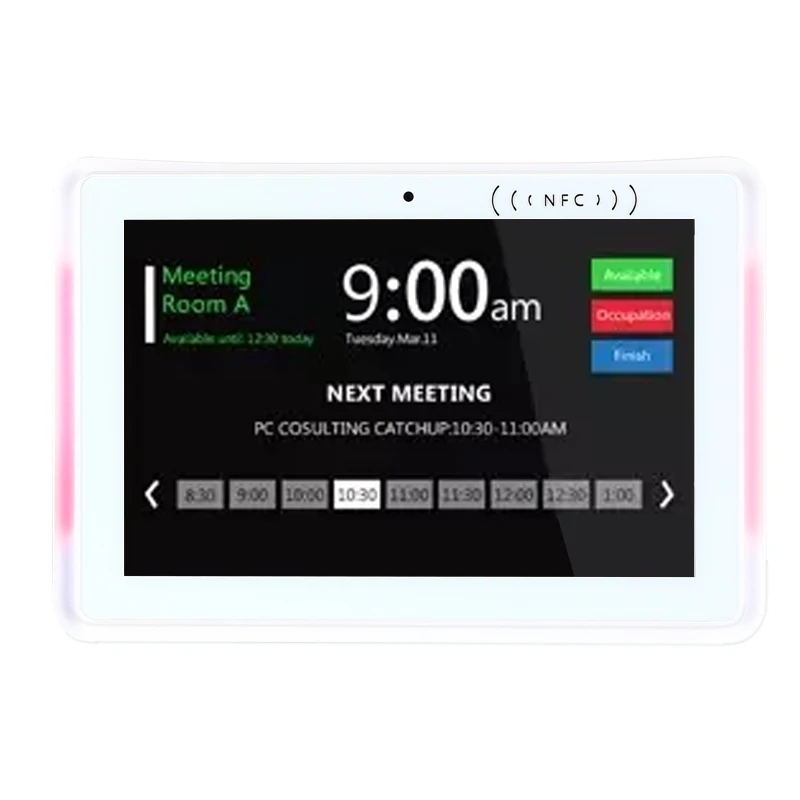 10.1 inch RK3288 wall mount Android poe 10 OS wall  NFC LED light meeting room display