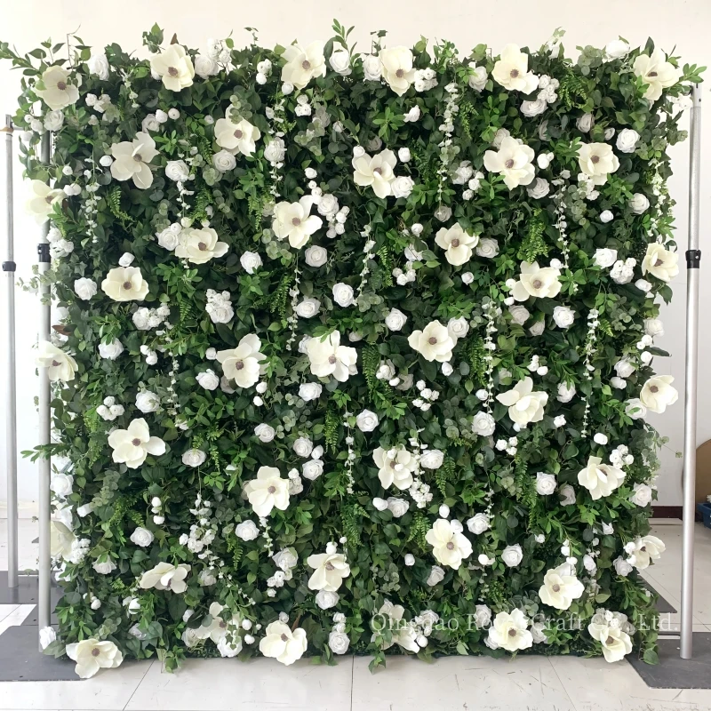Wedding Decor Luxury Artificial Peony Flower Wall Backdrop 8ft X 8ft Zipper Wall Flower Handmade Roll Up Fabric Flower Wall