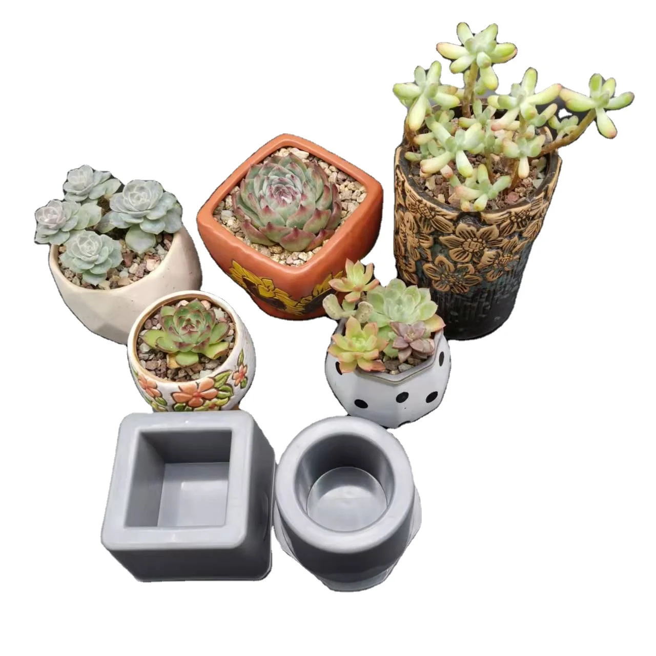 Silicone Custom Small Desk Garden Flower Pot Cement Concrete Vase Planter Molds For Sale