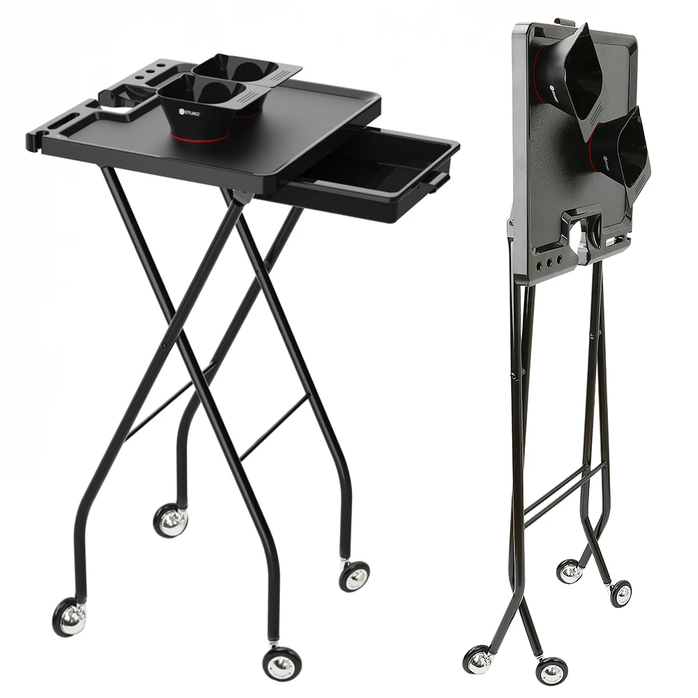 New Design Foldable Hair Salon Trolley for Barber Shop Beauty Hairdresser Storage Tool Cart with Wheels
