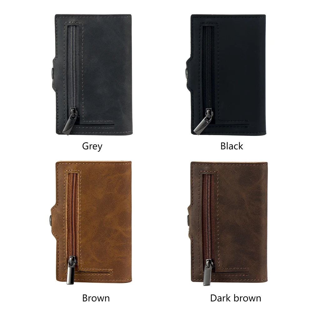 NEW Design Custom LOGO Aluminum Wallet Men RFID Auto Pop Up Credit With Money Pocket Metal Business Slide Card Holder