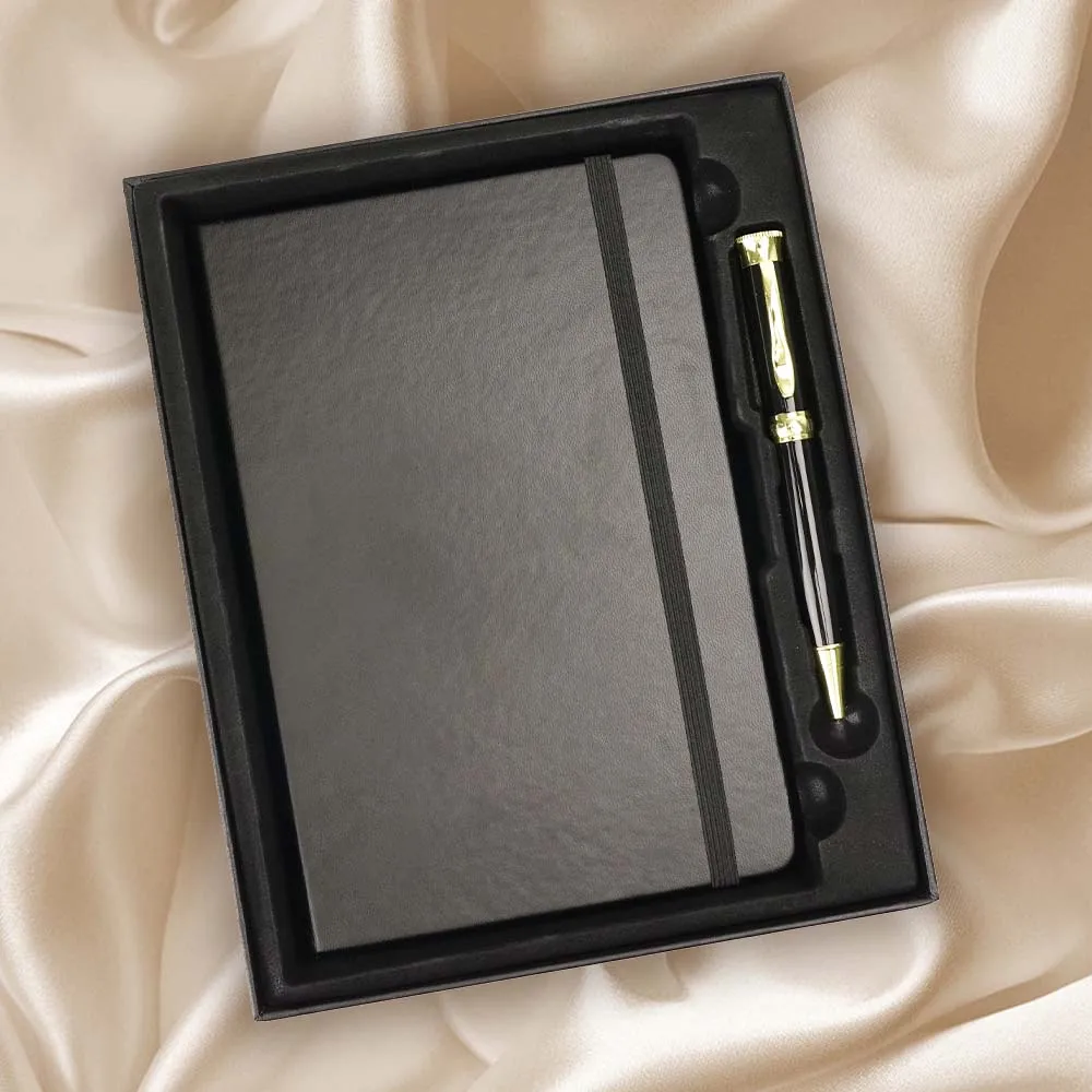 Пользовательский Логотип офисные канцелярские товары бизнес роскошный кожаный блокнот Подарочный набор с ручкой
