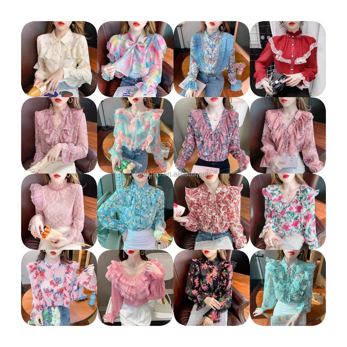 2024Best Seller Woman Shirts and Blouses Elegant Women Blouses and Tops Lady Summer Long for Women Adults Chiffon Knitted Sweet