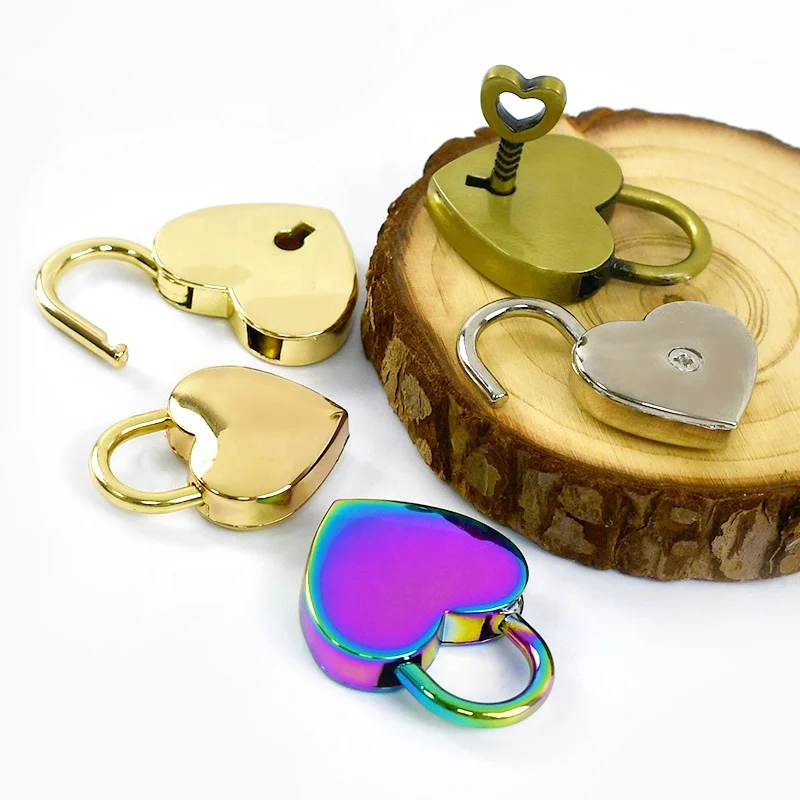 MeeTee BF946 25*34mm Heart-shaped Lock Handbag Hardware Accessories Keyless Decorative Lock High Quality Zinc Alloy Spring Lock