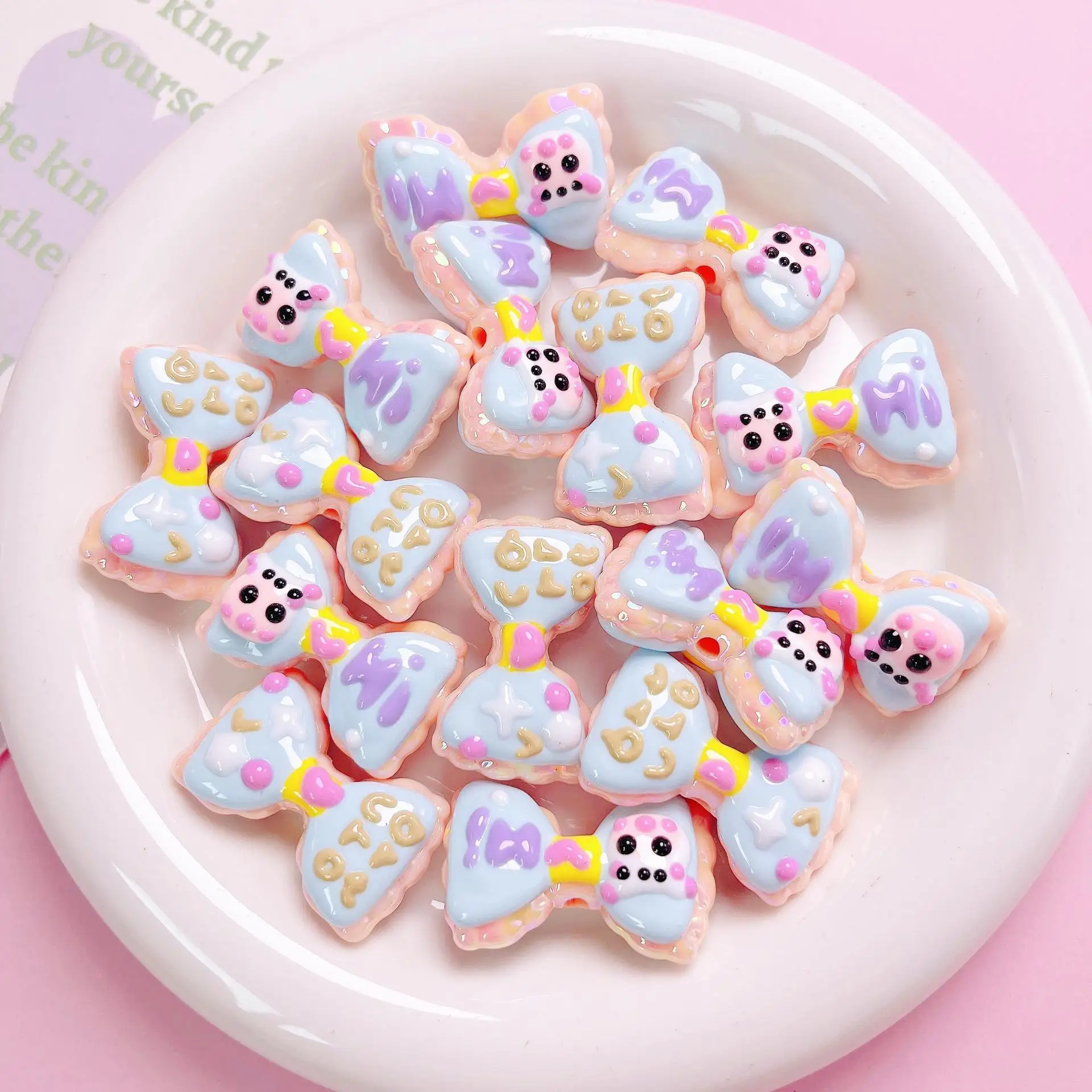 Heavy Duty Heavy Oil Hand-Painted Bow Loose Beads Diy Cell Phone Chain Keychain Accessories Acrylic Beads