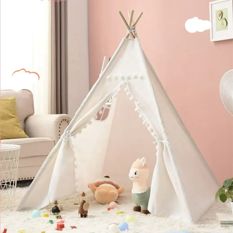 High quality 100% Canvas Cotton Tipi Children Tent House Cotton Round Dome Yurt For Playing Game