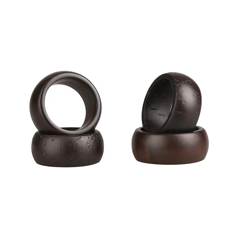 Natural Eco-friendly Wooden custom  logo support Art black sandaland wood Ring