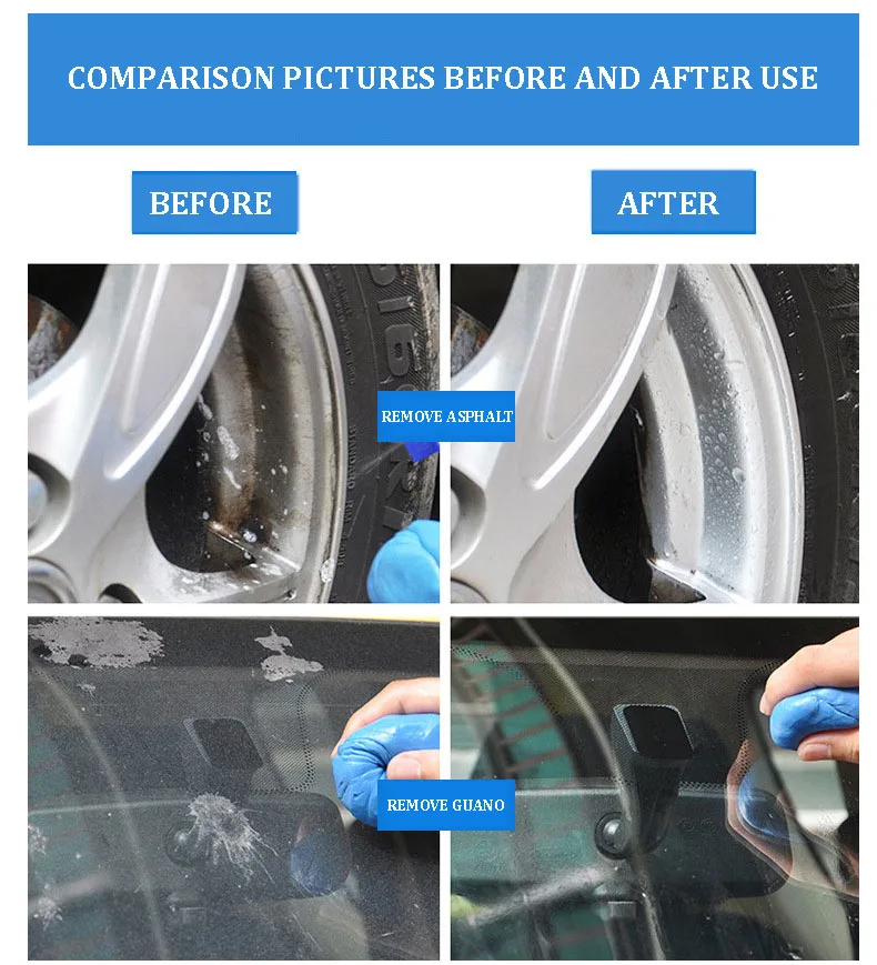 Clay Bar Car Detailing Clay, Auto Blue Detailing Magic Clay Bars Cleaner With Washing And Adsorption Capacity