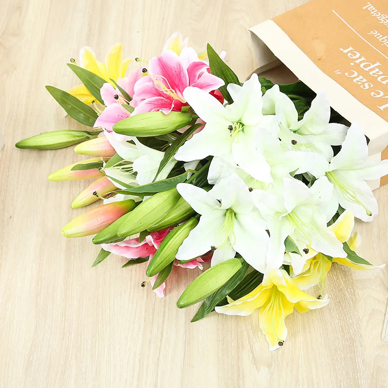 Artificial flower wild lily wholesale wedding bouquet decoration silk cloth lily flower beautiful bouquet