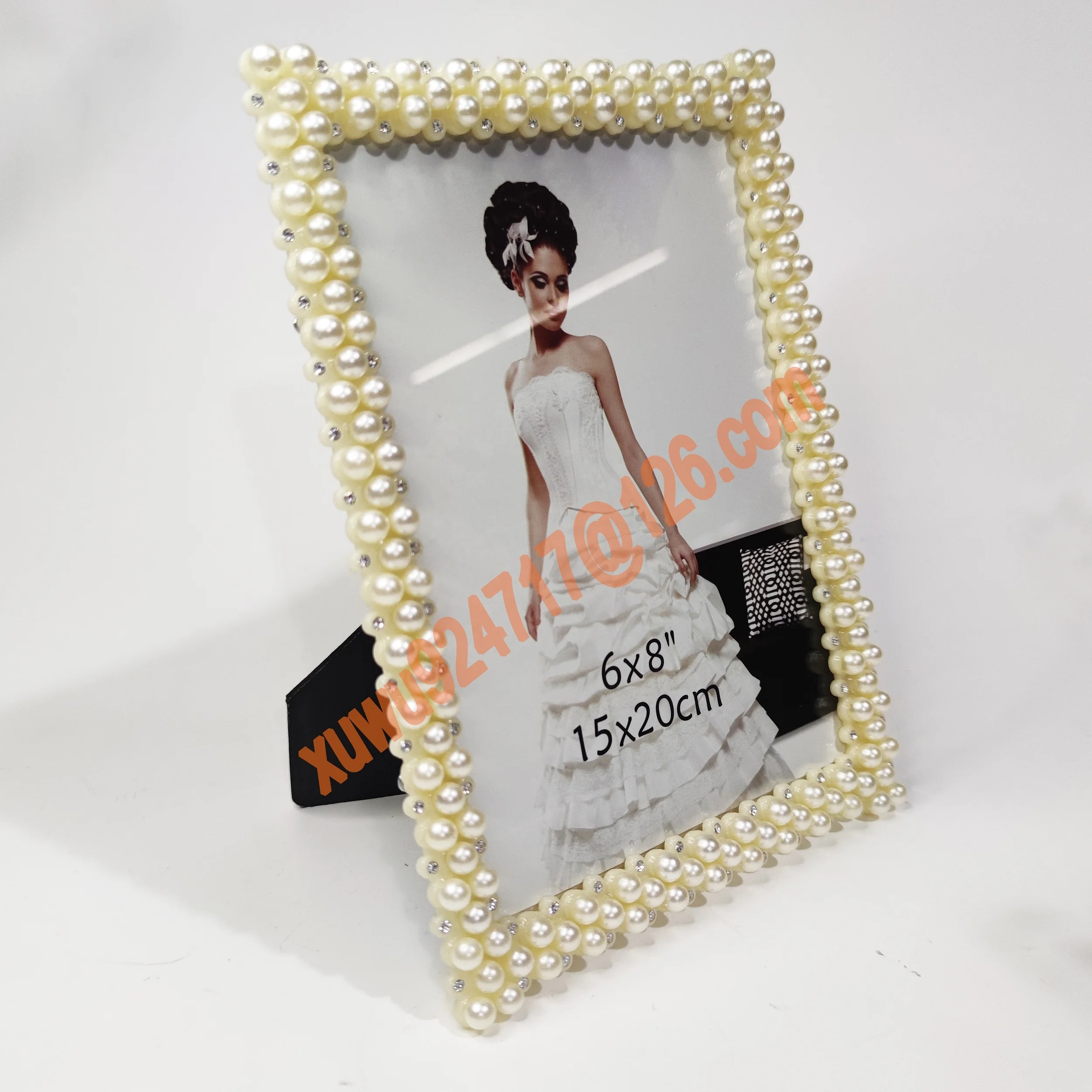 European Luxury Nice Plastic Resin Pearl Photo Picture Frames 8*10inch Fashion White Pearl Photo Frame Plastic Pearl Photo Frame
