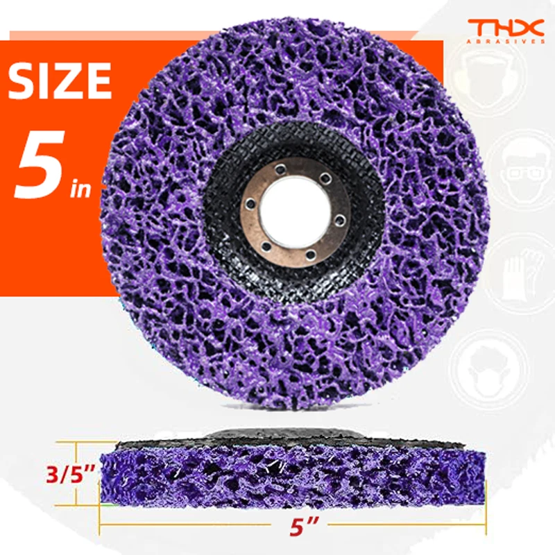 DIY 10 Pack Coral Button Wheel Purple 125 mm ( for Grinder Tool) Rust Removal Discs 125mm (22.2) and 125mm Coral Plate 125x22mm