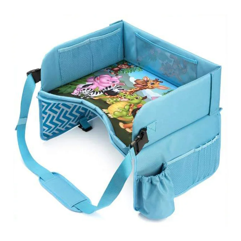 Portable Travel Lap Tray Kids Waterproof Car Seat Stroller Road Trip Accessories Plane Train Road Trips Durable Polyester