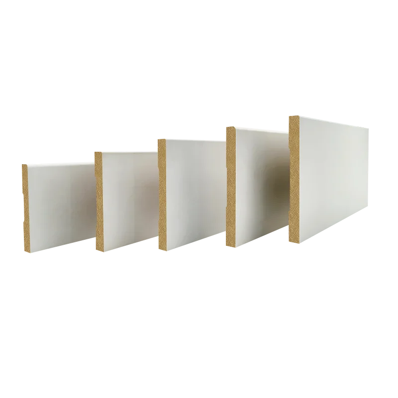1/2 in. Thick x  4-1/2 in. Tall x 8 or 16 ft. Length Interior Flooring Trim White Primed MDF Baseboard