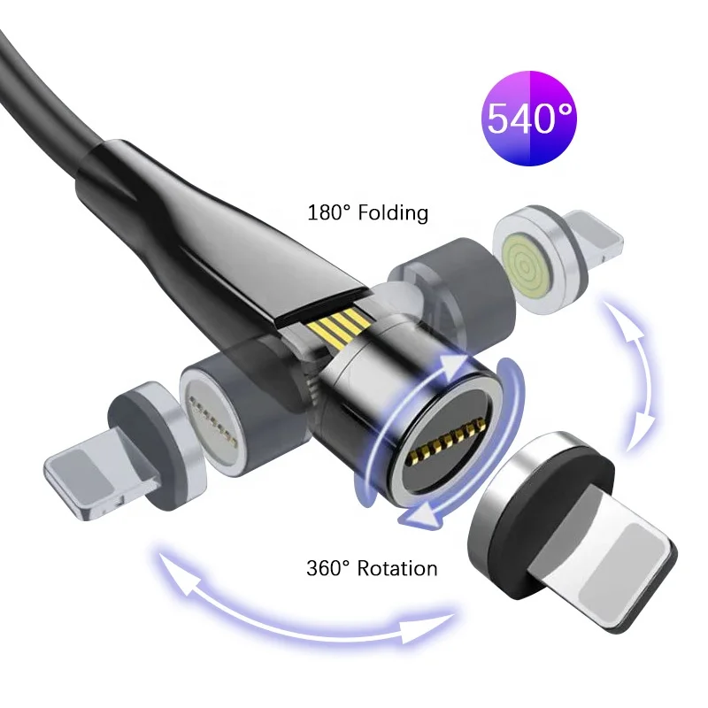 Management Cables Usbc Data  De Carga 3 In1 Nylon Usb Cabo Magnetico 540 Degree Magnetic Charging Cable