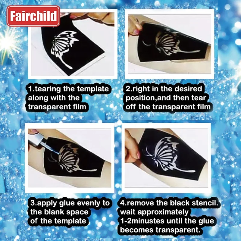 Factory Direct Sales Temporary Tattoos Stencils Party Toys Glitter Make Up Kits Halloween Stickers tattoos TikTok Hot Selling