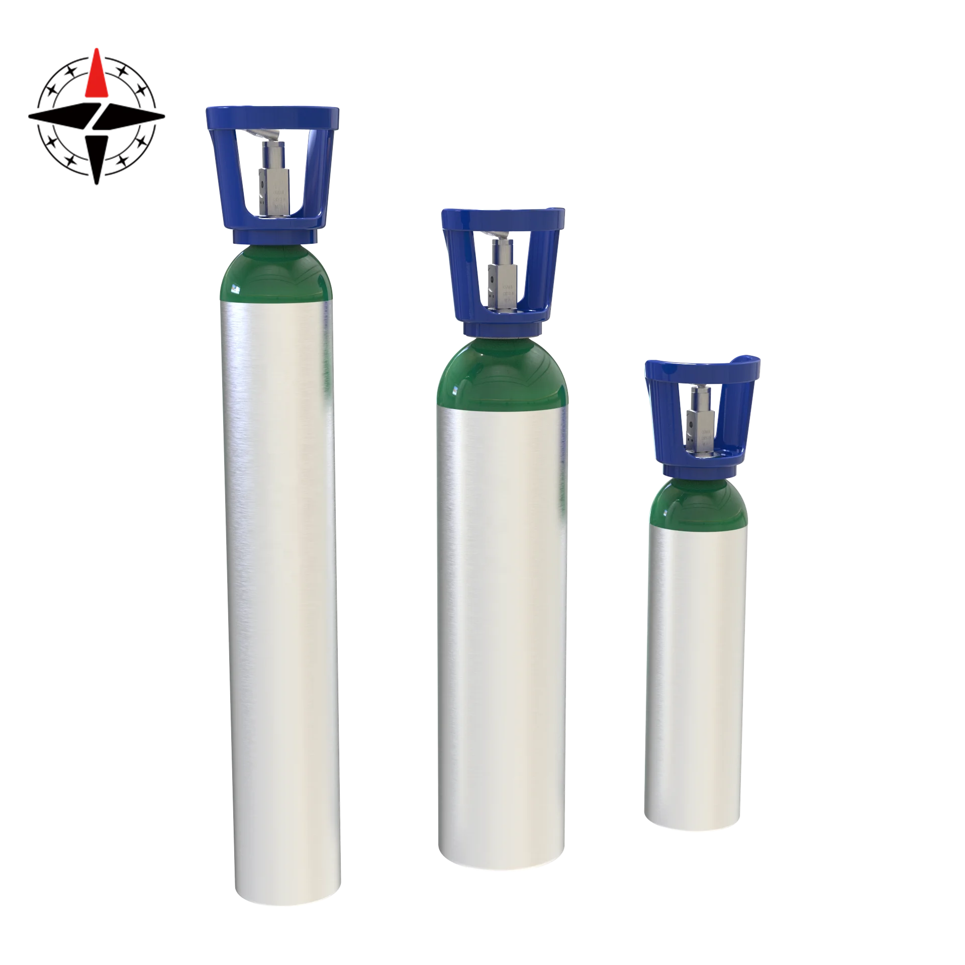 Hot sale low MOQ Medical oxygen gas cylinder O2 tank MD ME 2.97L 4.6L with green neck aluminum rust-proof valve regulator cart