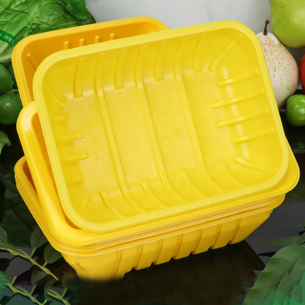 disposable plastic yellow sealed RPP/PP blister packaging rectangular food meat preservation tray for frozen chicken