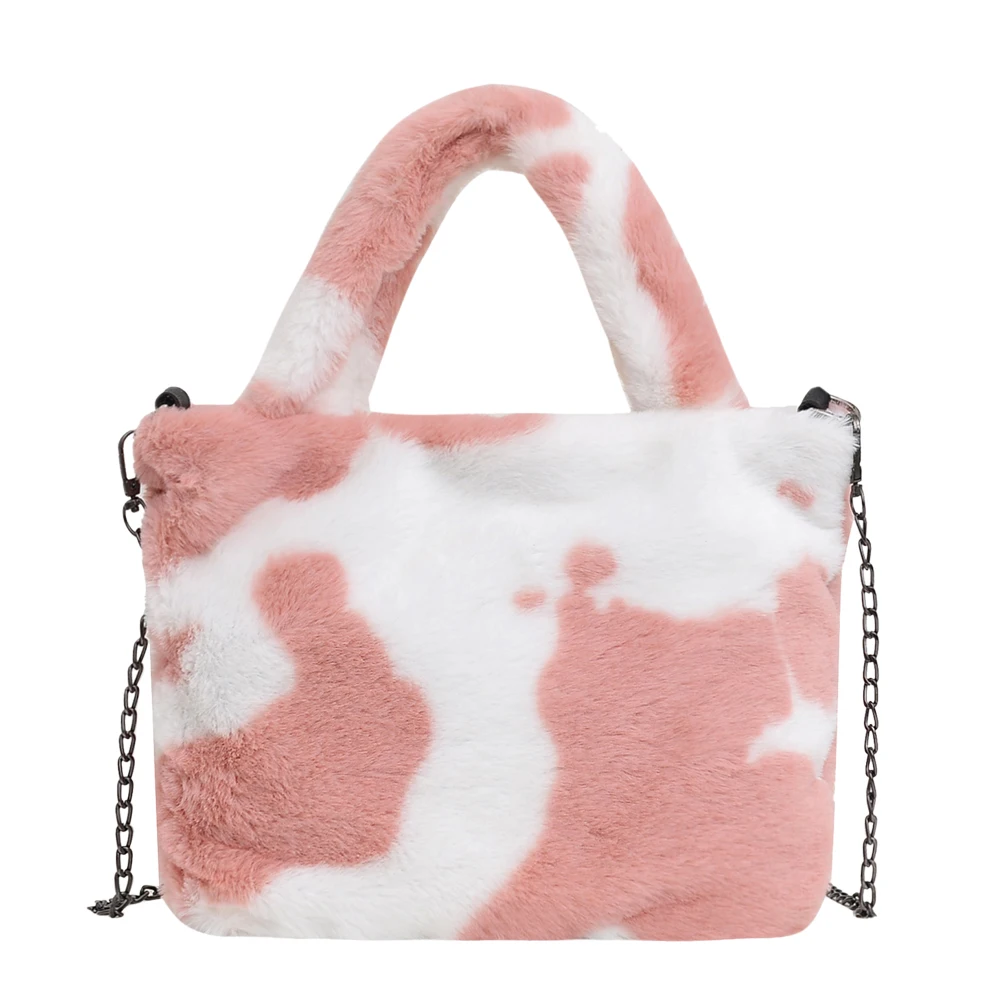 Animal Fur Shoulder bags Animal Printing Winter Handbag Messenger Bag soft Warm Fur Bag