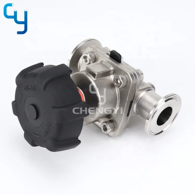Sanitary stainless steel aspetic diaphragm valve with high temperature handwheel DN25