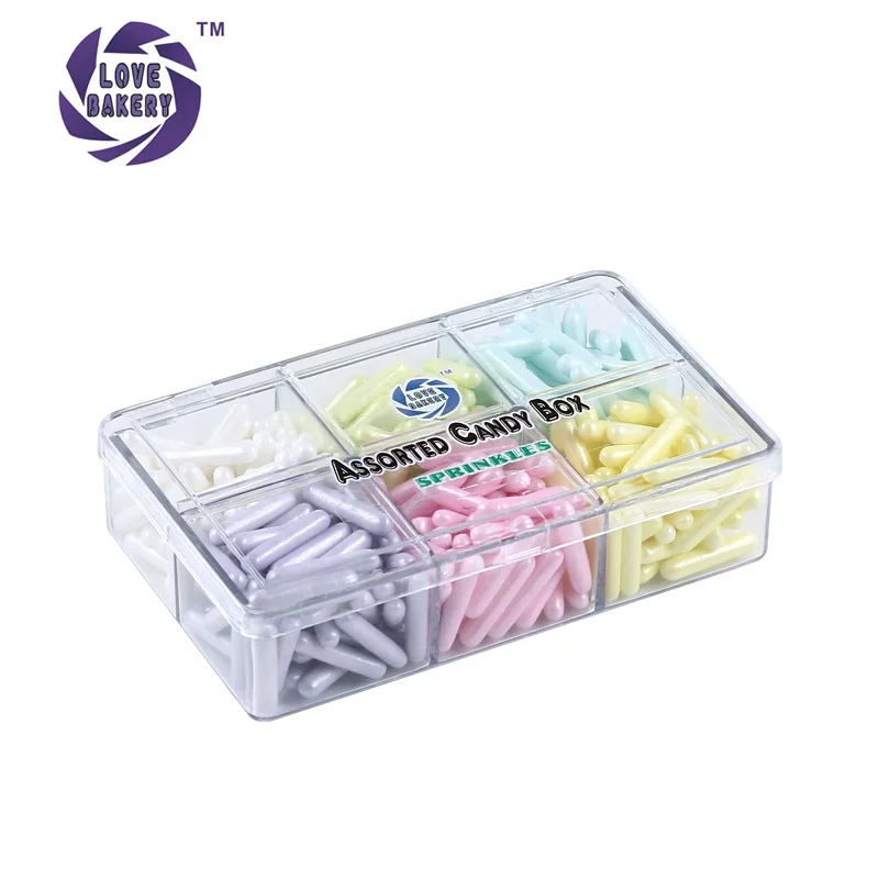 Sugar Rods Pressed Candy Sprinkles Bakery Decoration Ingredients Assorted In 6 Cells Box Wedding Dragee