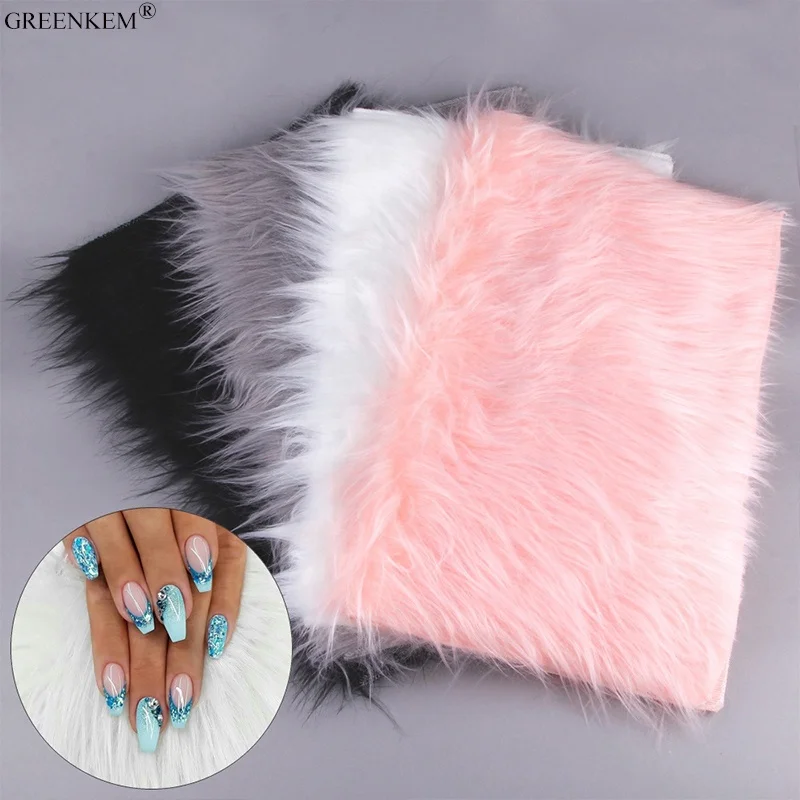 GREENKEM Nail Art Soft Fur Table Mat Salon Manicure Practice Cushion Foldable Washable Hand Rest Pad Nail Table Mat