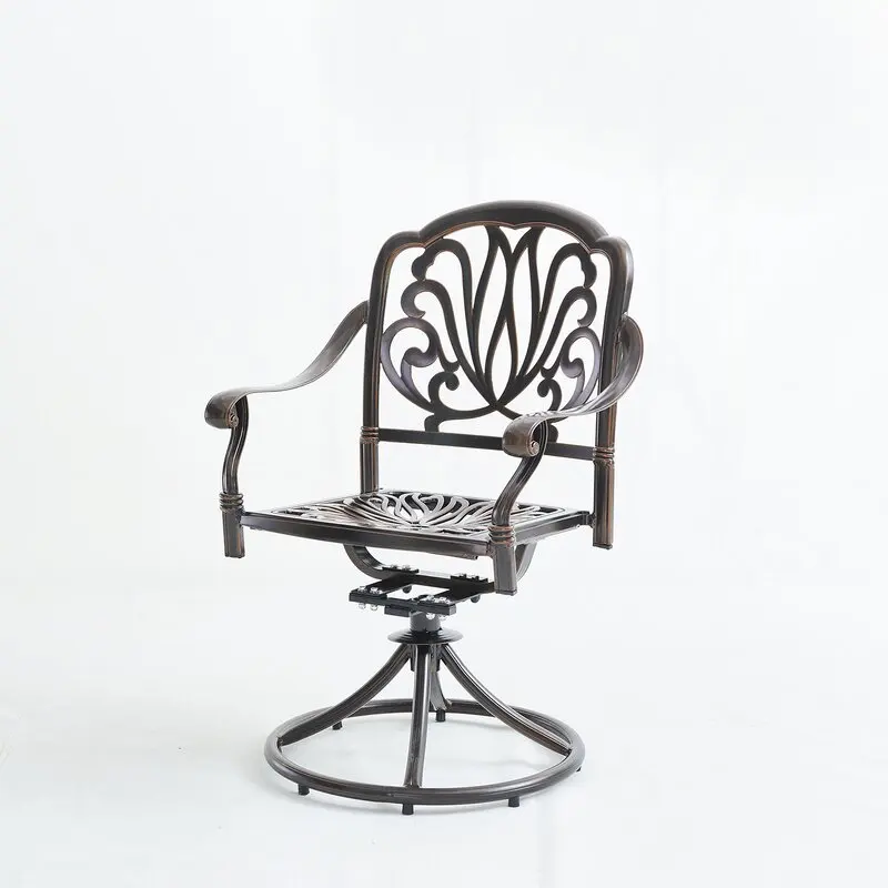 Cast Aluminum Table Chair Set European Style Outdoor Furniture Swivel Chair Without Cushion Bronze/White/Matt Black Color
