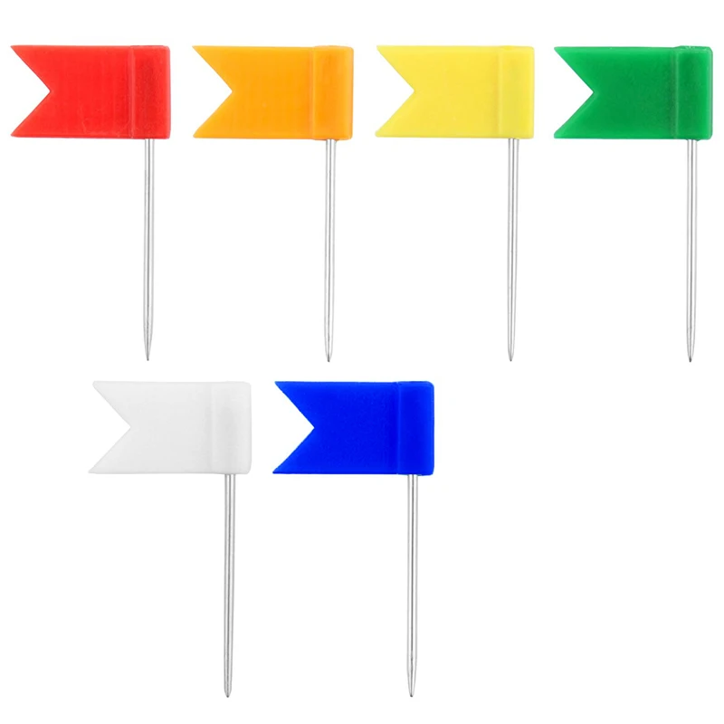 Colored Flag Map Push Pins  300 Pack  Multicolored Decorative Travel Map Tacks Plastic Head with Steel Point for Cork Bulletin