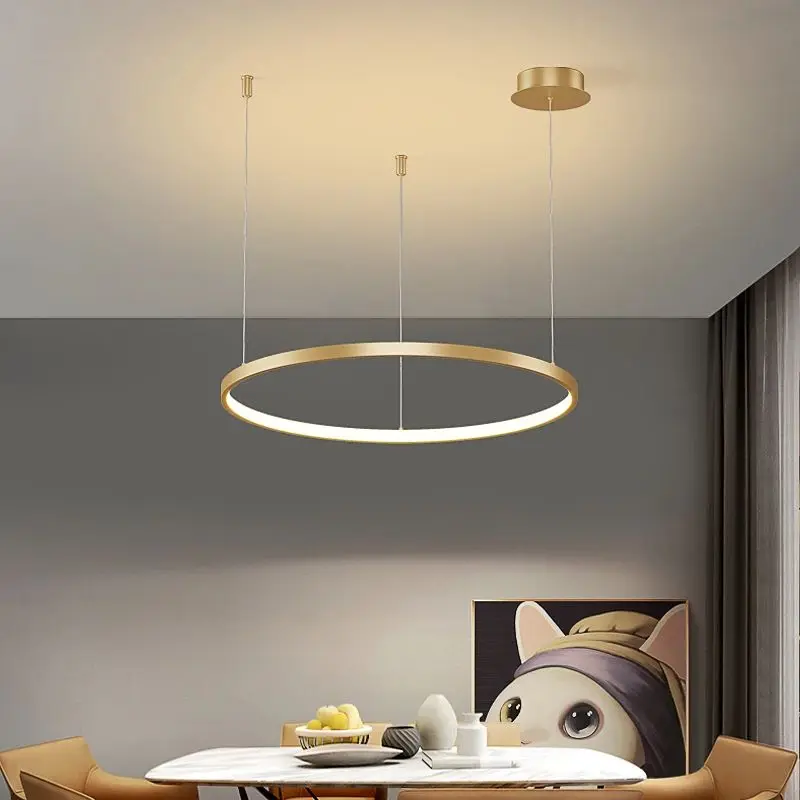 Modern Pendant Lights Living Room Dining Room Circle Rings Acrylic Aluminum Body LED Ceiling Lamp Home Metal Contemporary