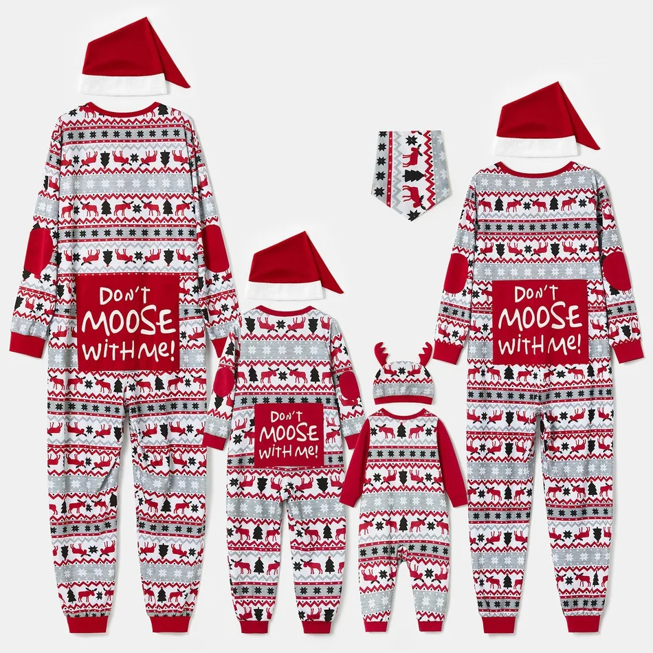 2021 Christmas Moose Family Matching Clothes Pajamas Set New Year Jumpsuit Custom Print Adult