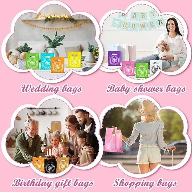 Custom Die Cut Plastic Bags Die Cut Handle Bags Plastic Shopping Bags Thank You for Party Favor Business Cosmetics Boutique