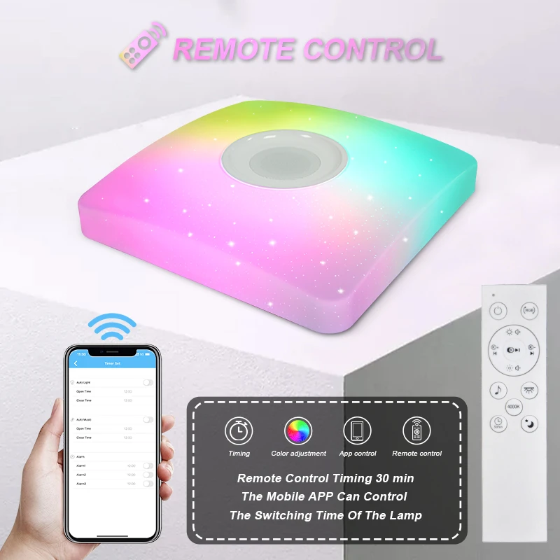 Speakers 18W 24W  Remote Control and APP Control Family Party Star RGB  Music LED Ceiling Light.