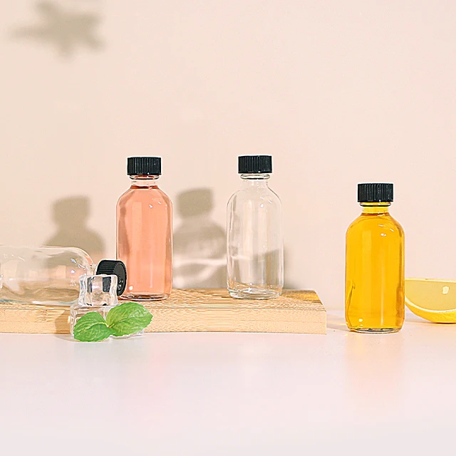 Small Glass Bottles with Lids and Funnels Boston Round Glass Bottles Leakage-Proof Mini Travel Bottles