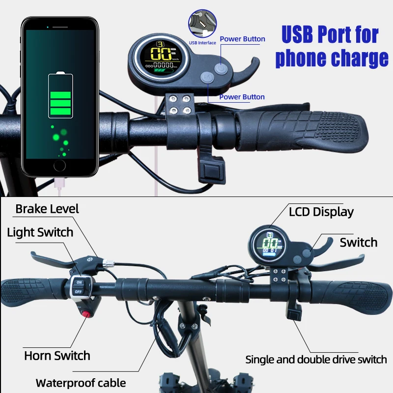 
JS Electric Scooter 2000W Kick Scooter 150kg Max Load EScooter with Lithium Battery Scooter 10inch Street Tire 