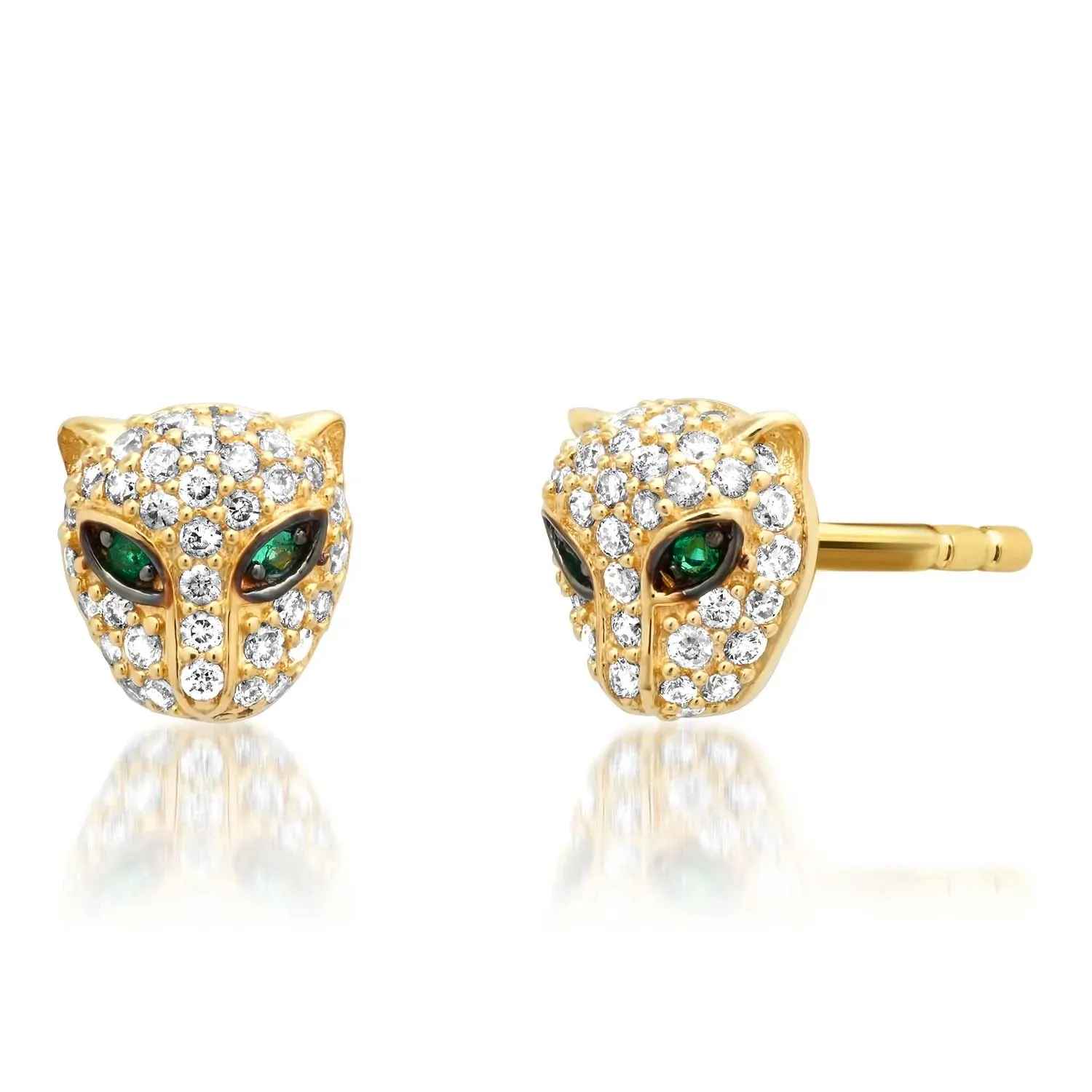 Milskye simple temperament custom luxury 18k gold plated 925 silver baby diamond emerald panther stud earrings