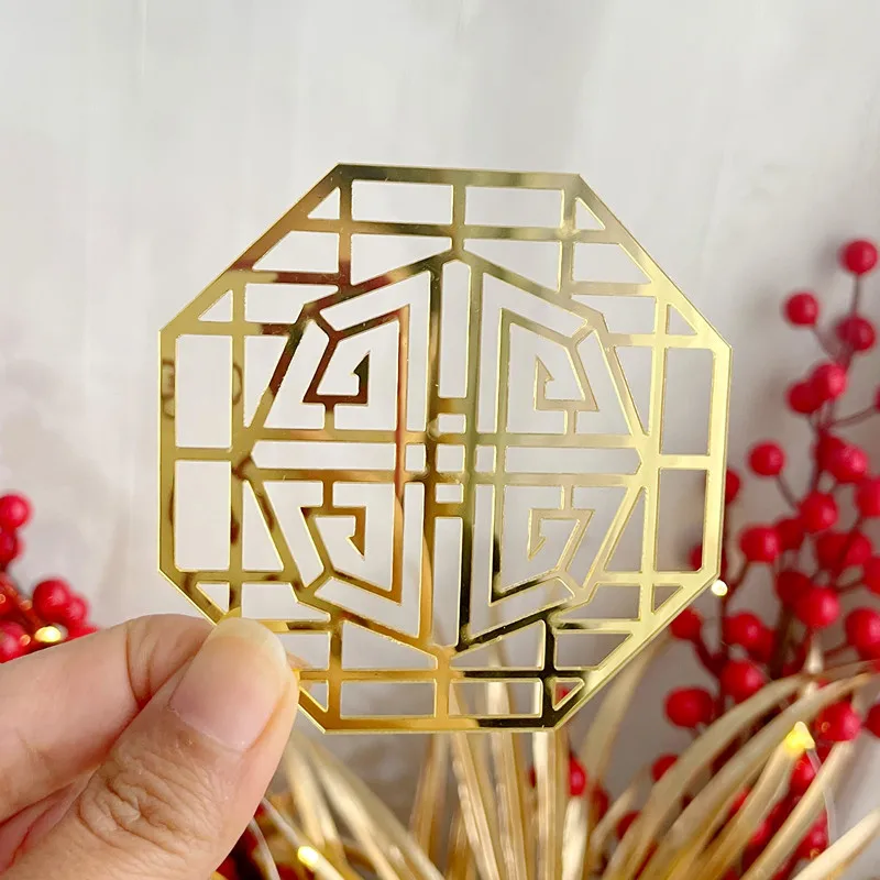 Cake decoration butterfly blue and white porcelain pink purple fan Chinese style cake topper