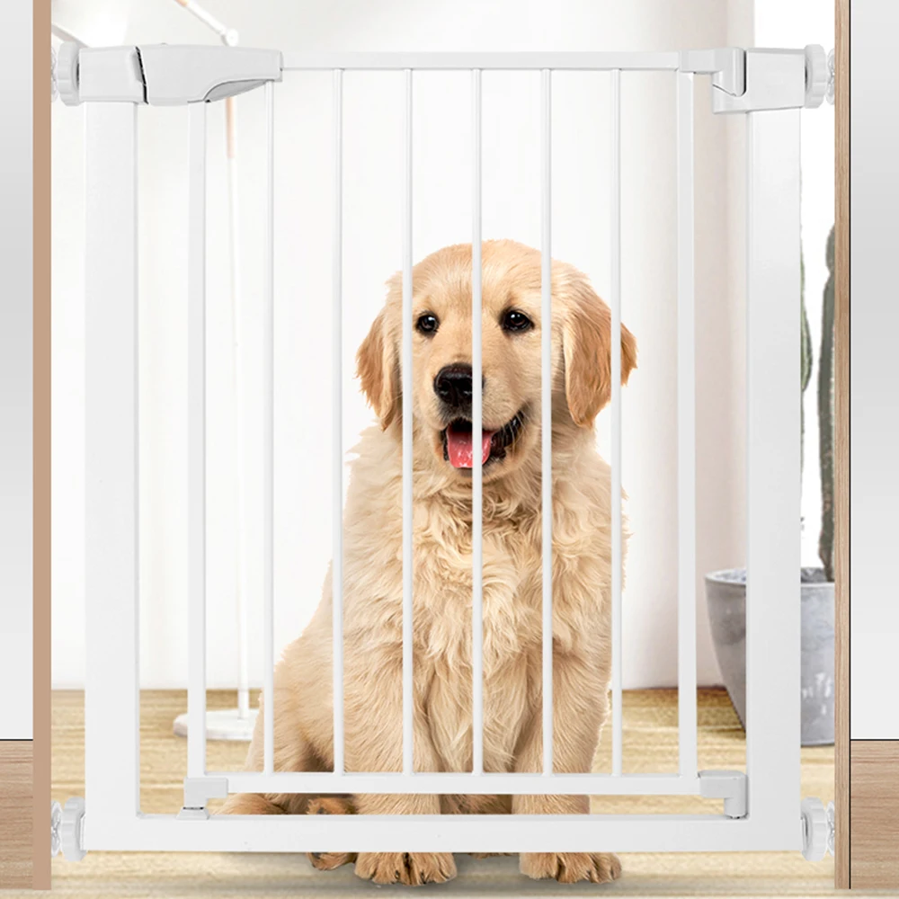 White Safety Baby Gate Easy Installation Durable Metal Child Stair