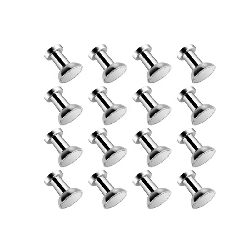 12 Brushed Nickel Magnetic Push Pins, Pawn Style - Silver Push Pin Magnets Great for Office Magnets, Fridge Magnets