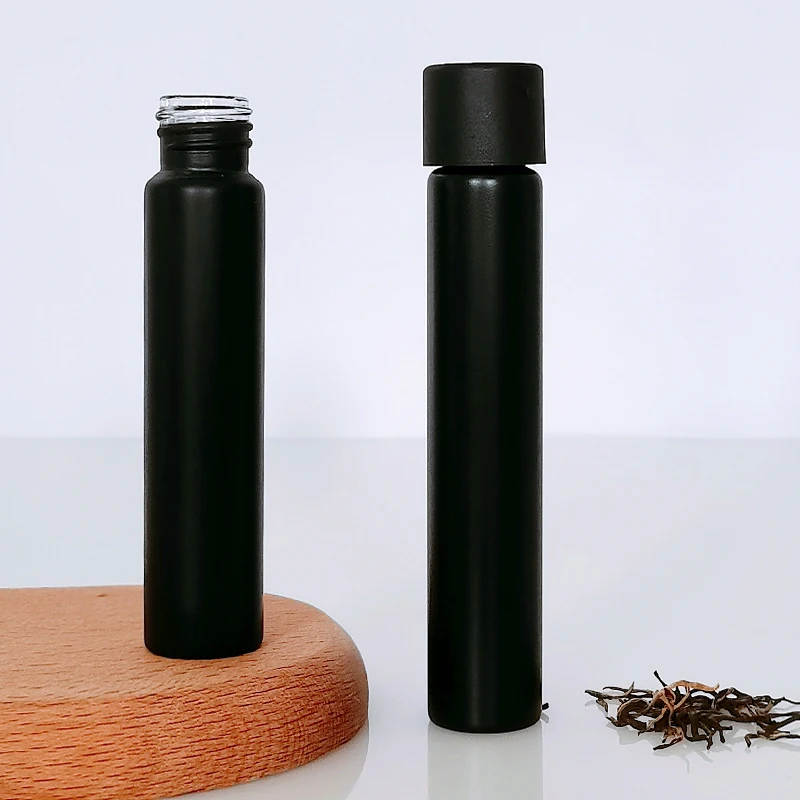 Custom Childproof Matt Black Borosilicate Pre Roll Glass Doob Cigar Blunt Joint Tube with Child Resistant Lids