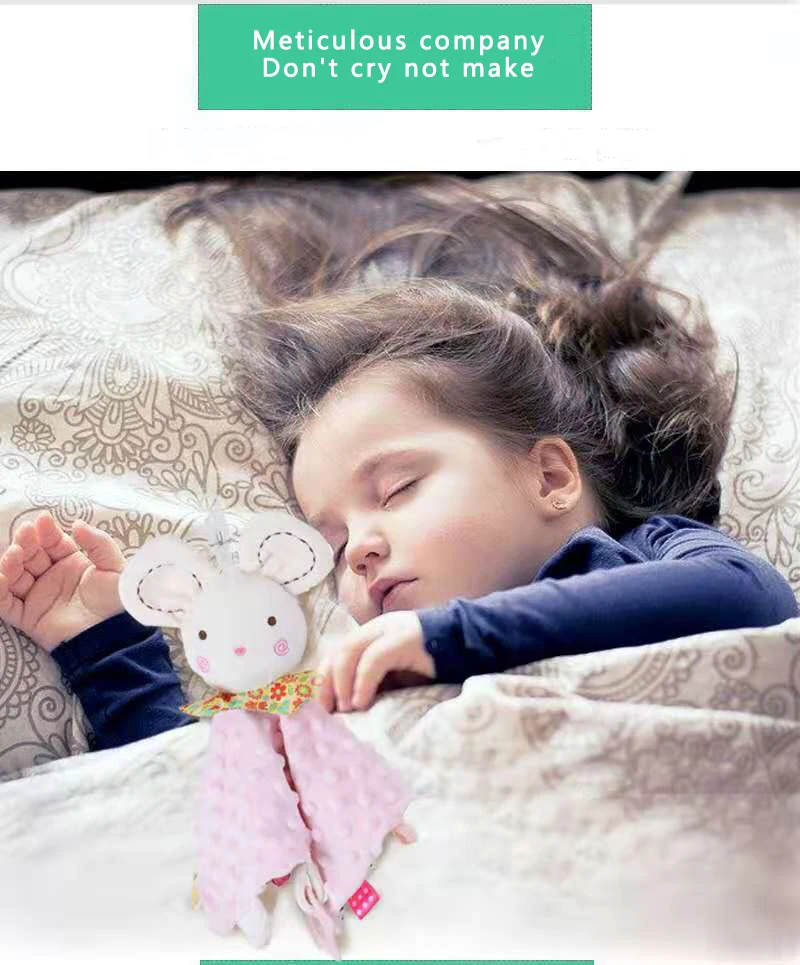 Custom Handmade Baby Soft Toy Plush Baby Security Comforter Blankets With Teether
