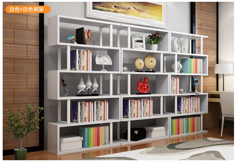 5-layer simple bookcase wrought iron wooden bookcase