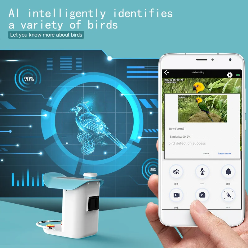 New High quality Solar powered Waterproof IP65 Video Smart Ai Bird Buddy Feeder Camera