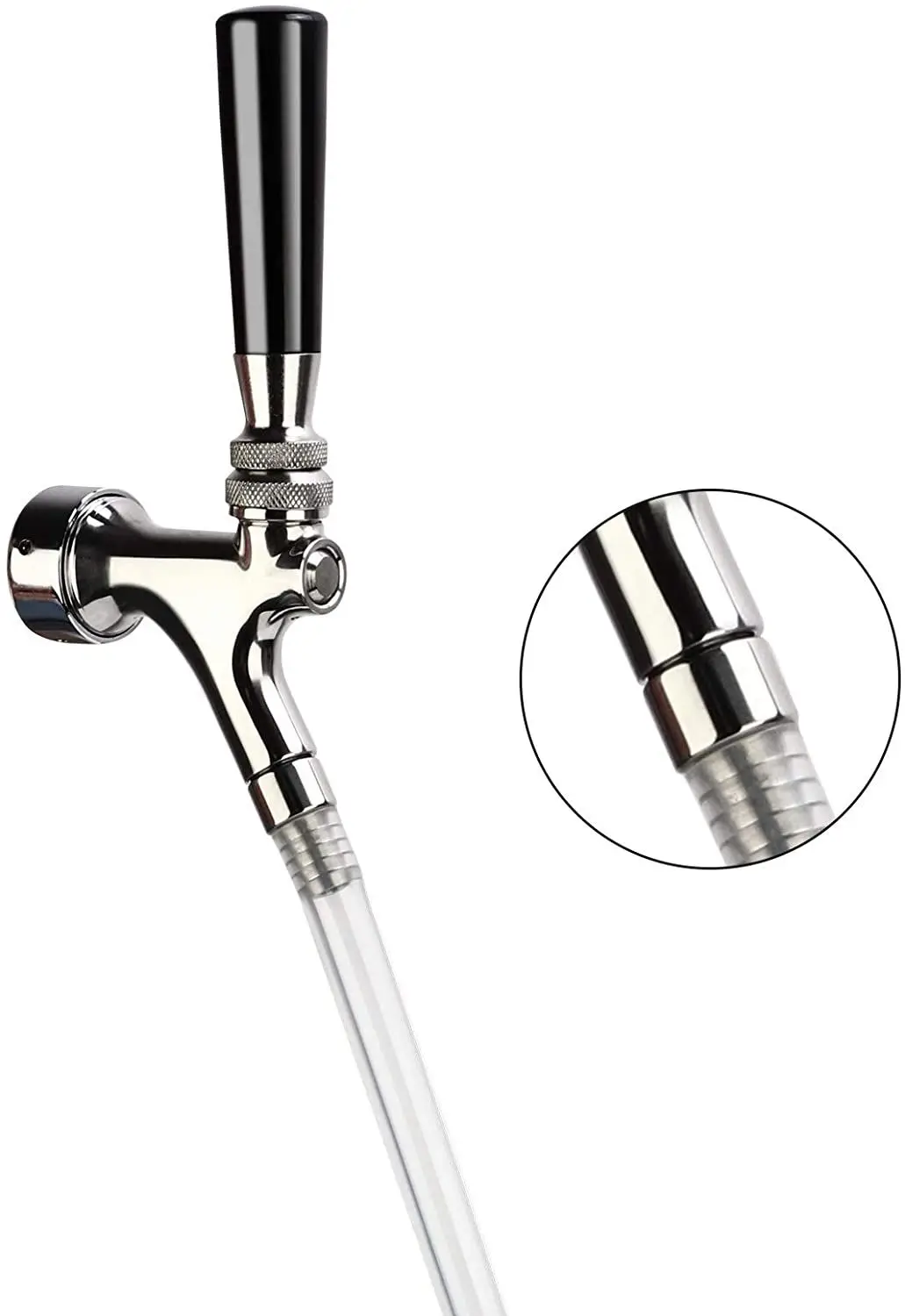 Push fit growler filler for beer tap tube double O-ring jug