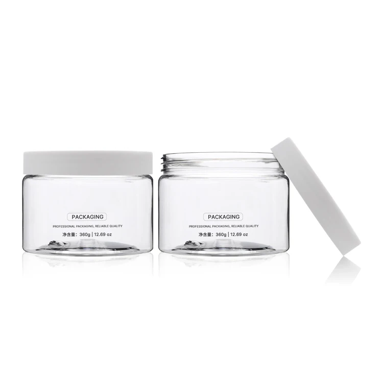 China Factory Wholesale Skincare Cosmetic Cream Jar 360g Clear Cosmetic Cream Plastic Jars With Screw Top Lids
