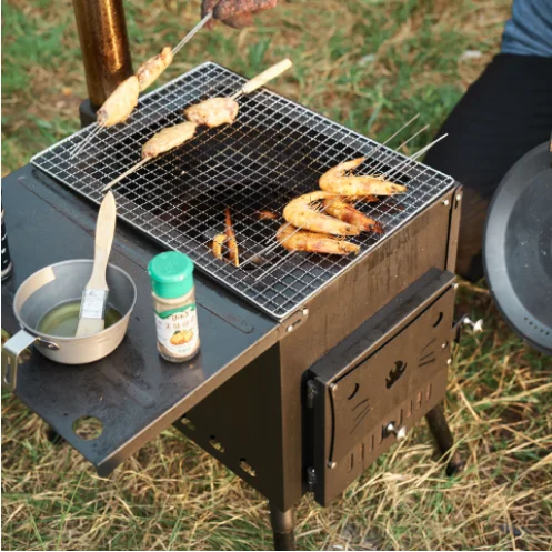 Using Many Fuels Outdoor Portable Camping Mini Wood Stove Road trip dinner party Bbq Wood Burning Stove with Steel
