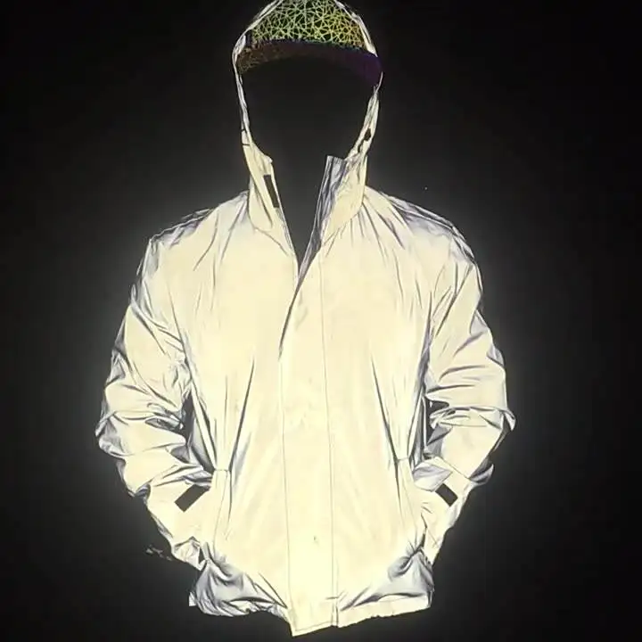 Hot Sale Custom Fashion Jacket Hip Hop Multicolor Windbreaker 3M Safety Reflective Jacket Men
