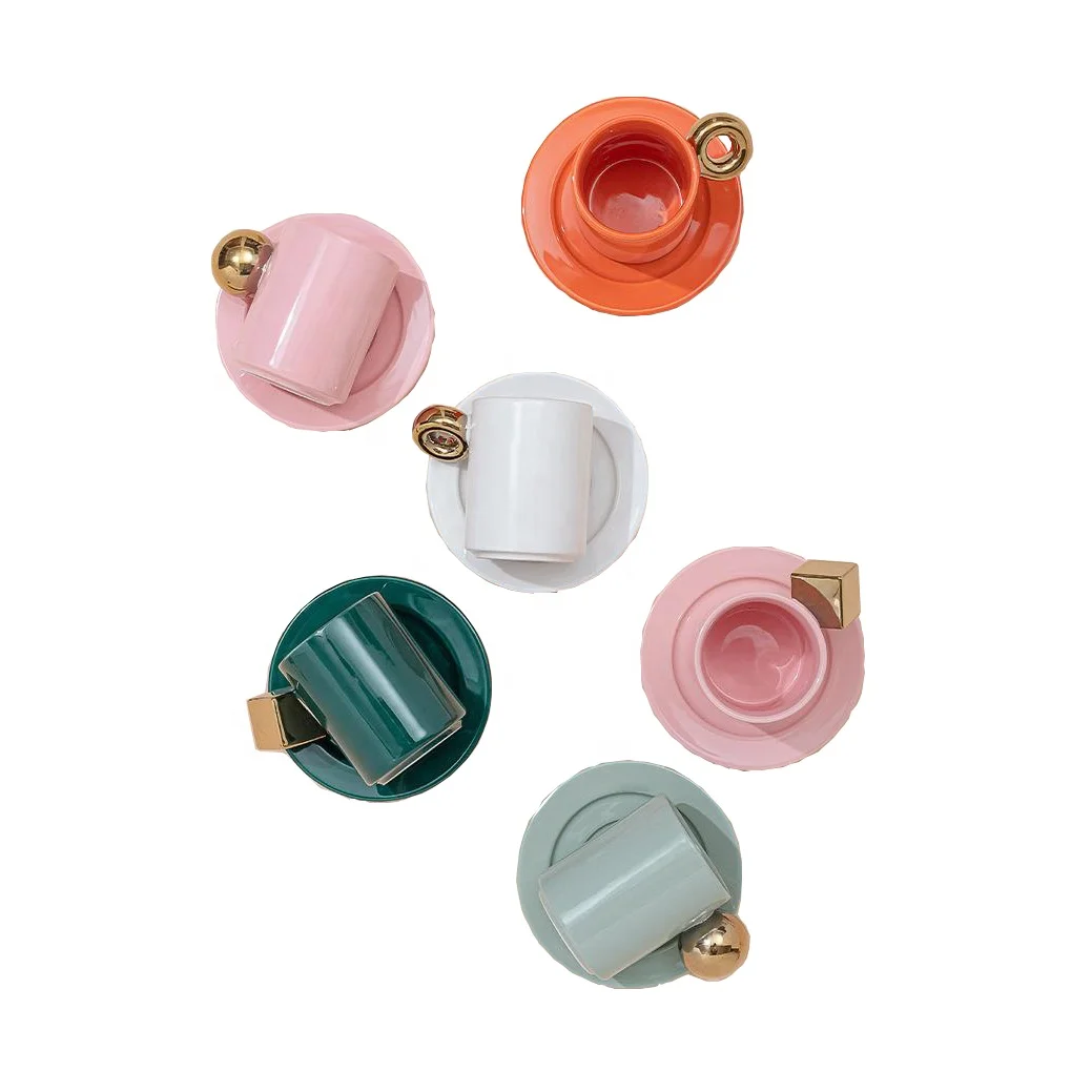 New Style Ceramic Tea Coffee Cup Set with Bottom Tray