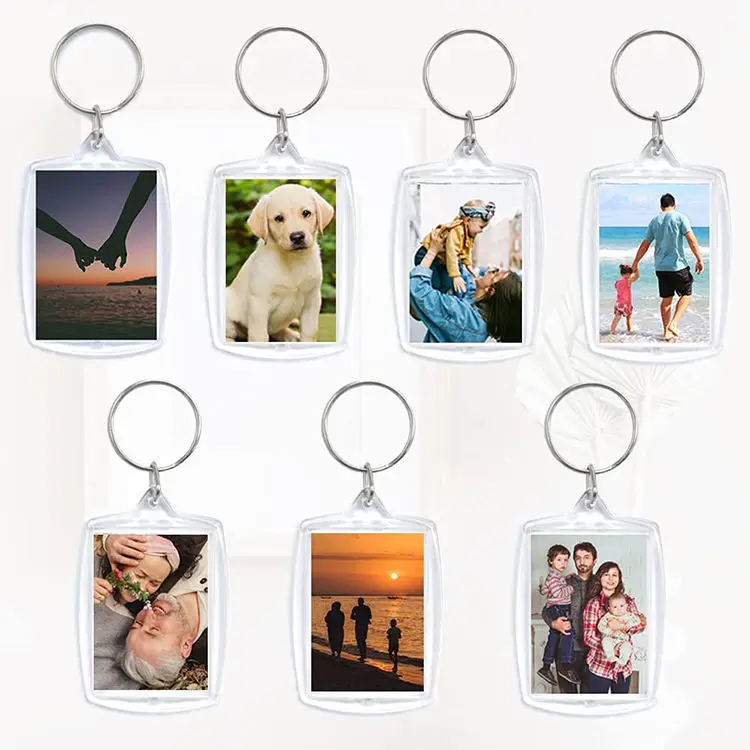 Wholesale Blank Acrylic Keychain , Custom Picture Insert Clear Plastic Acrylic Photo Frame Keychain