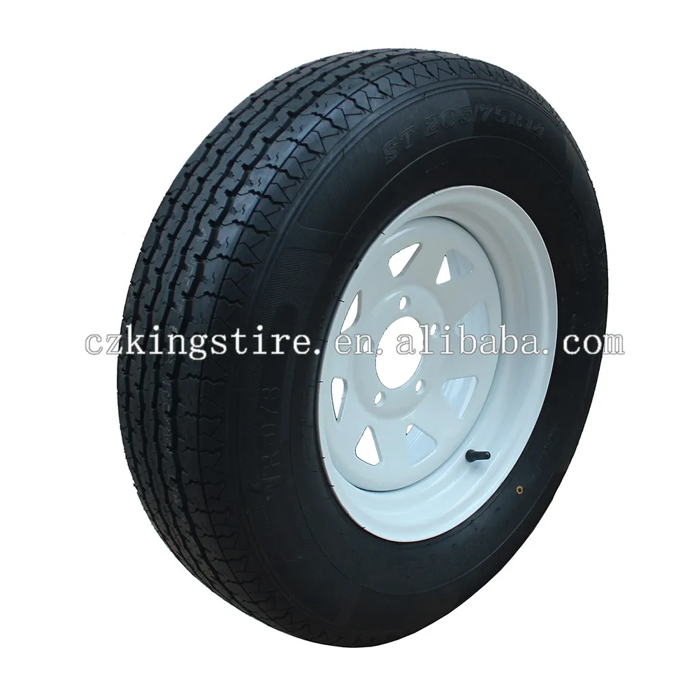 
factory supplier ST205/75R14 trailer tire with white coated steel wheel 